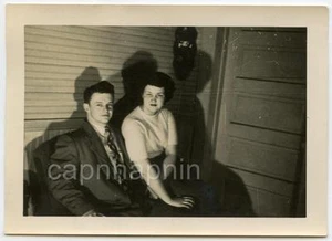 WEIRD Lighting DOUBLE SHADOW Teen Girl & Boy in Room Vintage 1940s Photo - Picture 1 of 1