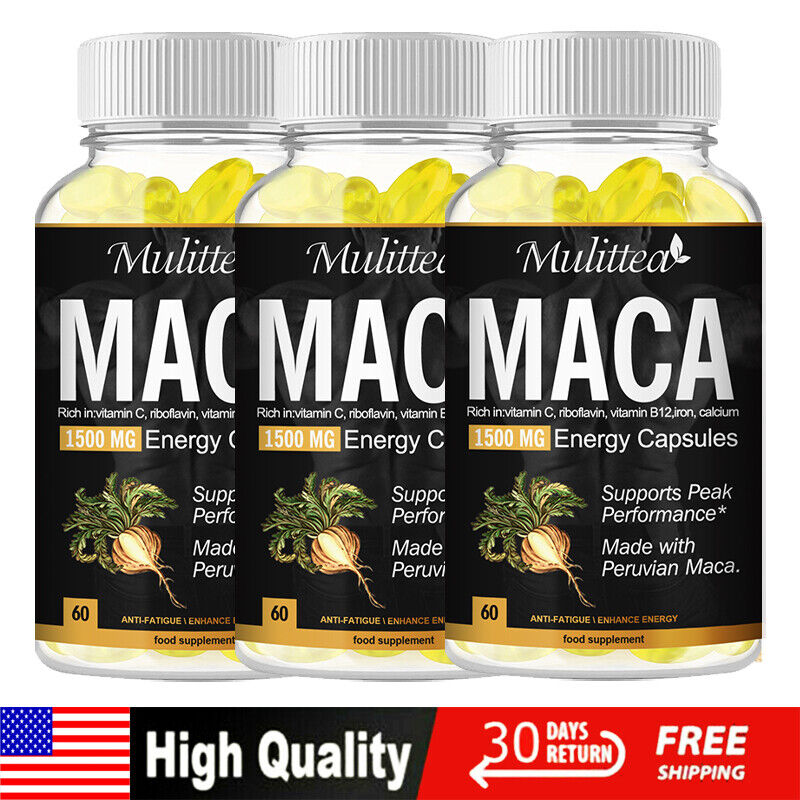 1500 mg Maca Root Capsules | 180 Pills Peruvian Maca Extract For Men Non-GMO