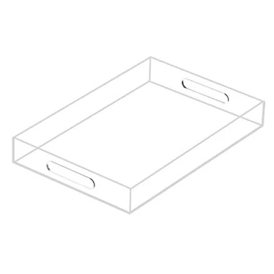 Clear Sturdy Acrylic Serving Tray with Handles 10x15x2H Inches -Spill Proof- ... - Image 1 of 4