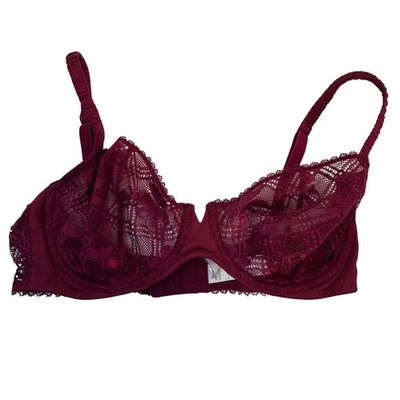 Simone Perele Burgundy Lace Full Cup Underwire Bra 34E 34DD - Image 1 of 4