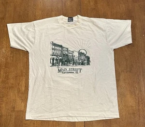 Vintage 90s Savanna Illinois Main Street T-Shirt Large Single Stitch - Bild 1 von 8