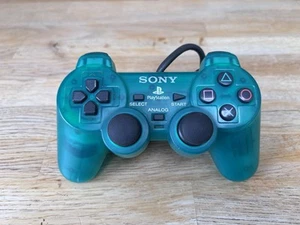 PLAYSTATION ONE PS1 DUAL SHOCK CONTROLLER Clear Emerald Green - Original Rare - Picture 1 of 4