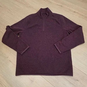 J.Crew Authentic Fleece Pullover Mens L Maroon Quarter Zip Sweater - Picture 1 of 8