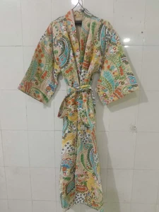 New Handmade Kantha Long Indian Style Coat Women Overcoat Winter Kimono Jacket - Picture 1 of 4