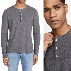 Billy Reid schmale Passform Mini Waffelstrick Henley in unscharfem Grau Medium 115 $ - Bild 1 von 11