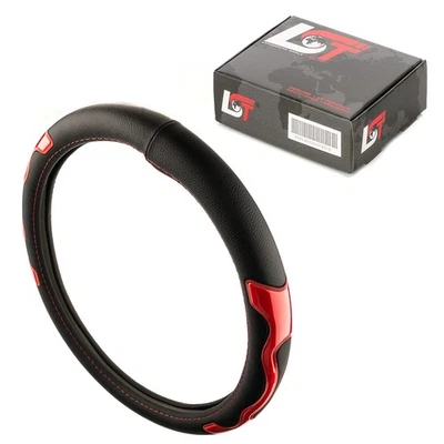 Steering wheel cover sleeve steering wheel protector Ø 15 x 3.5 inches 38 x 9 cm black red for Jaguar - Image 1 of 4