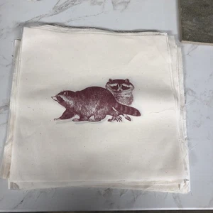 40 Quilt Squares Pre- Stamped Blocks 11” Raccoons   (all Blocks The Same) - Picture 1 of 5