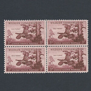 Wild Turkey - Vintage Set of 4 stamps 67 Years Old!