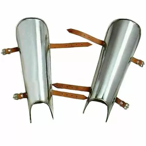 Medieval Gothic Leg Armor 18GA Steel knight Greaves Crusader SCA LARP Armor - Picture 1 of 4
