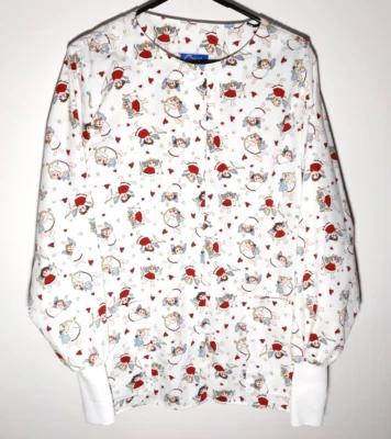 Cupid Valentines Scrub Top Lab Coat | Hearts & Love Cherubs | Womens Medium - Image 1 of 4