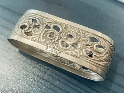 Antiguo anillo servilletero holandés filigrana 900 plata "Bert" nombre grabado Foto 1 de 4