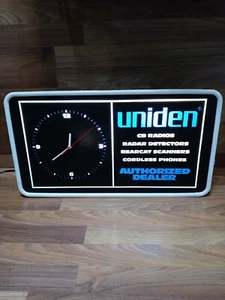 Vintage UNIDEN Autherized Dealer Advertising Lighted Clock Sign 24"×13"×4" RARE! - Picture 1 of 12