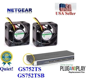 Set of 2x Quiet Replacement Fans for NETGEAR ProSAFE GS752TS GS752TSB - Picture 1 of 8