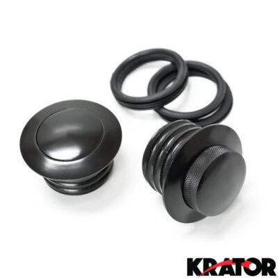 Nuevo Juego Personalizado de Tapas de Combustible de Gas Doble NEGRO POP UP PARA HARLEY 1 VENTILADO 1 NO Foto 1 de 2