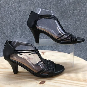 I Love Comfort Sandals Womens 10 Memo Tech Back Zip Ankle Strappy Heels Black - Picture 1 of 18