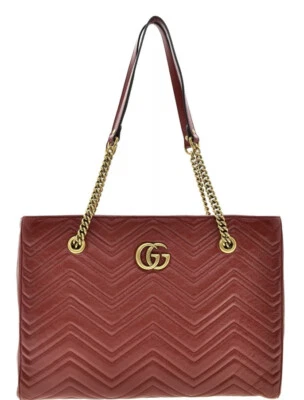NEW WITH TAGS 100% AUTH GUCCI GG MARMONT 2.0 MATTELASSE MEDIUM RED BAG SHOULDER - Image 1 of 4