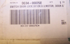 Lavadora Samsung - CONJUNTO DE BLOQUEO DE TAPA E INTERRUPTOR - OEM DC34-00025E - ¡NUEVO! Caja abierta - Imagen 1 de 10