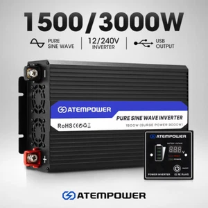 Atem Power Pure Sine Wave Inverter 1500W Max 3000W 12V-240V Car Caravan Camping - Picture 1 of 12