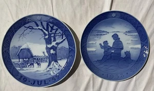 Royal Copenhagen Denmark 1952 1958 Collector Plate Blue & White Deer Scene JUL - Picture 1 of 10