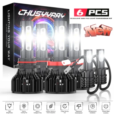 For Cadillac STS 2005-2011 - 6X LED Headlight Bulb High Low Beam + Fog Light - Image 1 of 4