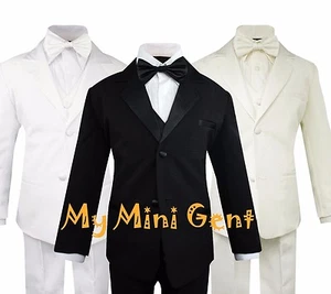 My Mini Gent Boys 5PC Classic Fit Formal Tuxedo Suit Set No Tail Bow Tie  - Picture 1 of 23