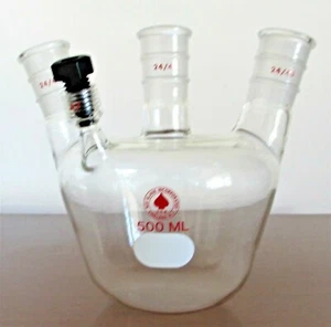 ACE GLASS Estilo Europeo 24/40 Frascos de Cuatro Cuellos, Cuellos En Ángulo 500 ml NUEVO 6961-45 - Imagen 1 de 4