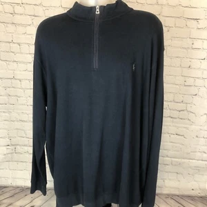Polo By Ralph Lauren Mens LS Navy Blue Pullover Shirt Sz (2XLT) 1/4 Zip Current - Picture 1 of 5