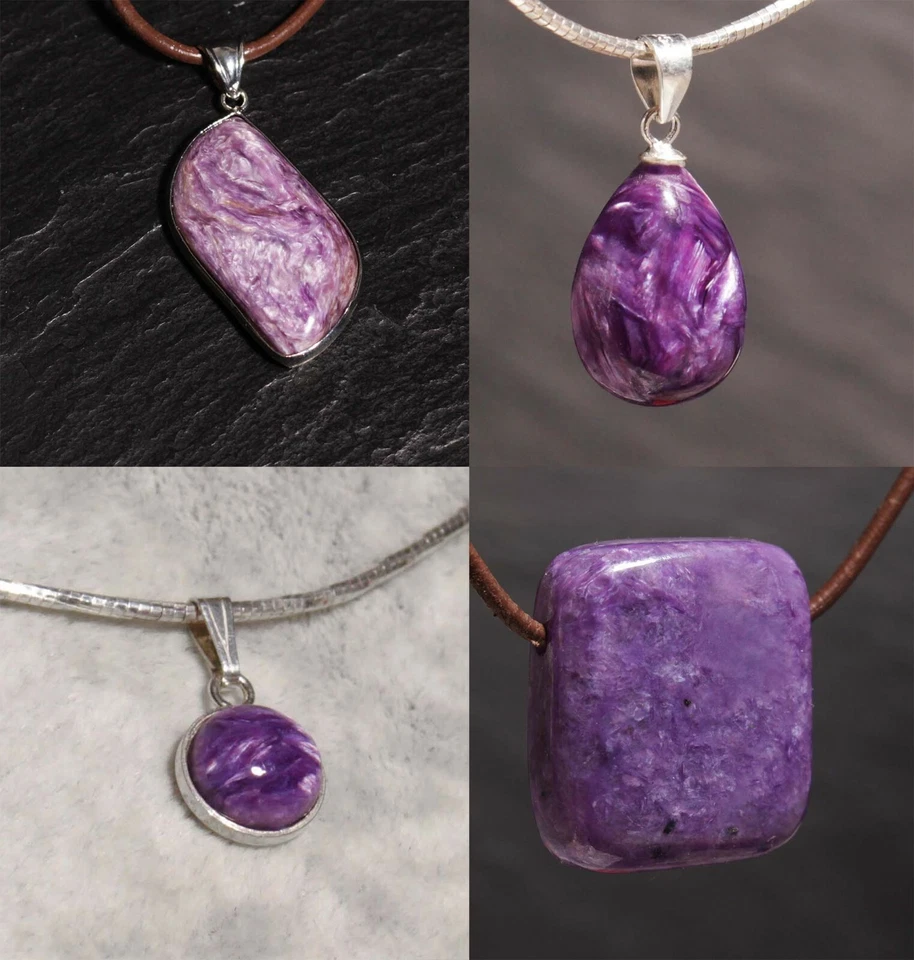 Unikat Edelstein Anhänger mit Charoit für Kette oder Lederband Steinschatz - Bild 1 von 1