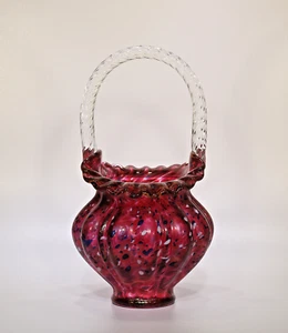 Fenton Art Glass Vasa Murrhina Basket - Picture 1 of 8