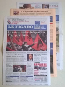 LE FIGARO N°19 766 du 18/02/2008 - Le Kosovo devient indépendant / Pauline Croze - Picture 1 of 12