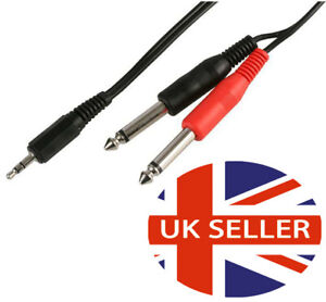 3.5mm Aux Stereo Aux to twin 2 x 6.35mm 1/4 Mono Jack Splitter Cable  