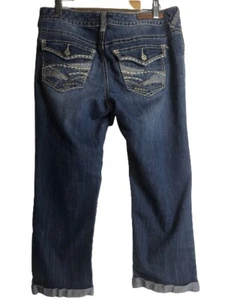 Rhythm in Blues Women’s Denim Capris ~ Size 6 ~ Cuffed ~ Heavy Stitching - Picture 1 of 9