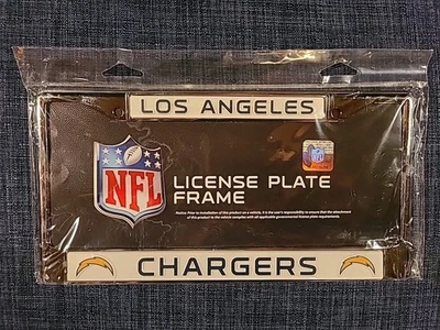 Quadro de placa de licença de metal cromado Fanmats NFL Los Angeles Chargers  - Imagem 1 de 4