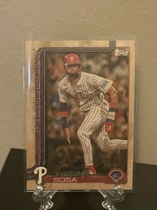 2025 Topps Series 2 - Edmundo Sosa #489, Wood Parallel/25 SSP. - Picture 1 of 3