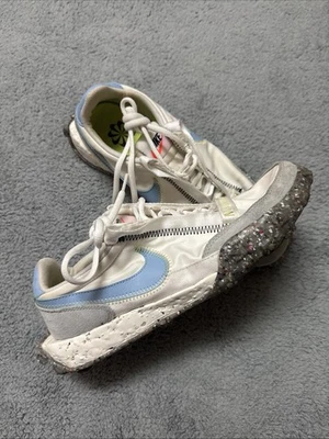 Nike Waffle Racer Crater Women’s Size 8 Sneakers CT1983-106 White Blue Shoes - Image 1 of 4