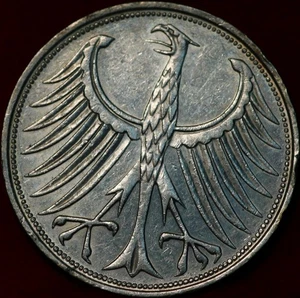 1965 Germany 5 Mark Silver Foreign Coin - Picture 1 of 2