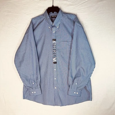 Kirkland Signature Men’s Long Sleeve Shirt Size 17.5-36 Striped NWT 100% Cotton  - Image 1 of 4