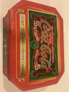 VTG. Coca-Cola Coke 35mm ANSCO COLLECTIBLE CAMERA w/Film & Christmas Tin COA NEW - Picture 1 of 7