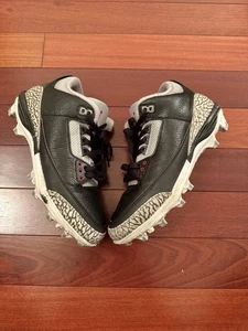 Air Jordan 3 Black Cement Football Cleats Men’s Size 8 FZ8626-001 No Box *Flaws - Picture 1 of 13