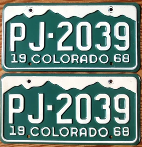1968 Colorado License Plate Number Tag PAIR Plates - Picture 1 of 1
