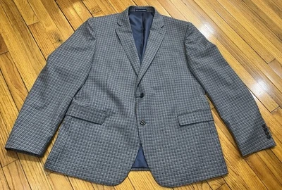 Lands' End Regular Fit Blue/Gray/Black Plaid Jacket Men's 46R Wool Blend - Изображение 1 из 4