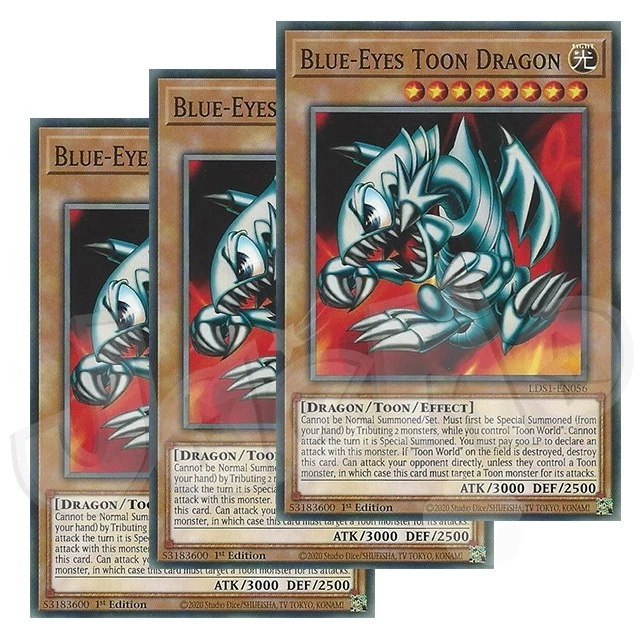 Yugioh - Blue-Eyes Toon Dragon x 3 - 1st Edition NM - Plus Free Holo Card - Image 1 of 1