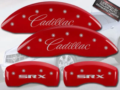 2012-2016 "Cadillac SRX" Front + Rear Red MGP Brake Disc Caliper Covers 4pc Set - Image 1 of 4