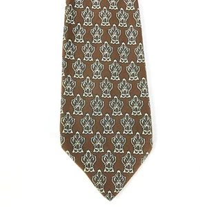Mens Vtg Tie Silk Marshall Fields ITALY Soie Silk Seide Brown Blue Trad Ivy NICE - Picture 1 of 7