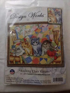 Neu Kreuzstich-Set Schaukelstuhl Kätzchen Design funktioniert 14x18 Kätzchen Katzen - Bild 1 von 2