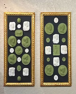 Pair of Neoclassical Grand Tour Intaglio & Cameo Sets in Gilded Guilloche Frames - Picture 1 of 15