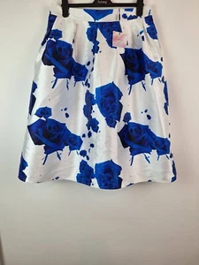 Pleated Floral Midi Skirt XL Chicwish Blue Flower Print New - Picture 1 of 8