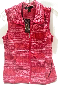 N.Y.L. Chaleco de lana para lavandería New York para mujer mediano con cremallera completa rojo/blanco suave - Imagen 1 de 3