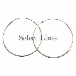 Pendientes de aro redondos de plata esterlina de 1,2 mm x 35 mm 0,925 joyería - Imagen 1 de 2