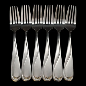 6 Hampton Silversmiths Swirl Salad Forks - 6 3/8" Stainless Steel China - Picture 1 of 4